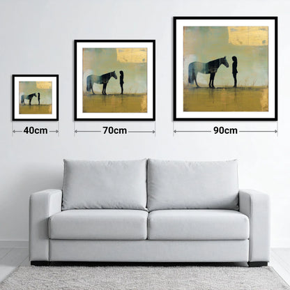 Silent Communion - size guide showing 40cm, 70cm and 90cm art prints