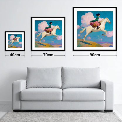Skyward Bound - size guide showing 40cm, 70cm and 90cm art prints