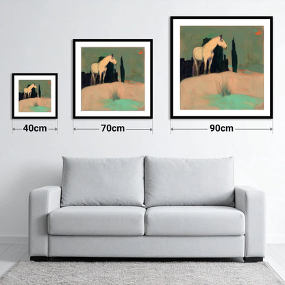 Dusk in the Cypress Grove - size guide showing 40cm, 70cm and 90cm art prints