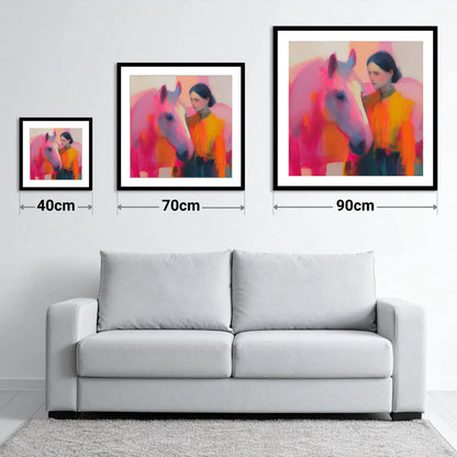 A Vivid Bond - size guide showing 40cm, 70cm and 90cm art prints