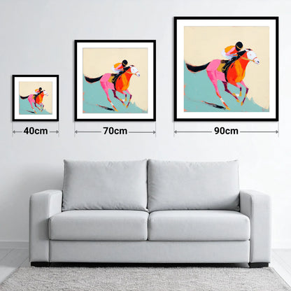 The Colour of Speed - size guide showing 40cm, 70cm and 90cm art prints