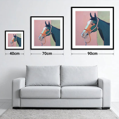 Modern Geometric Profile - size guide showing 40cm, 70cm and 90cm art prints