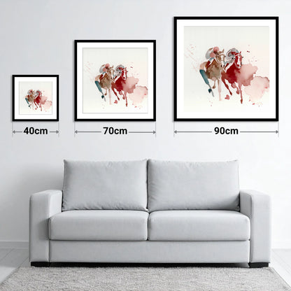 The Final Furlong - size guide showing 40cm, 70cm and 90cm art prints