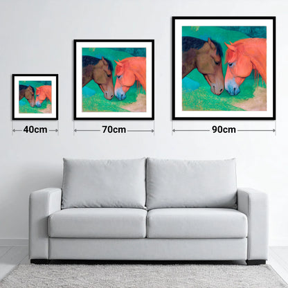 Gentle Companions - size guide showing 40cm, 70cm and 90cm art prints