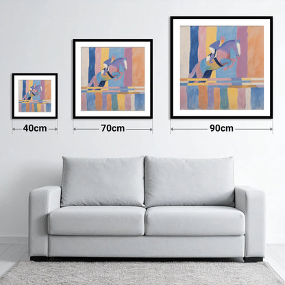 Pastel Flight - size guide showing 40cm, 70cm and 90cm art prints