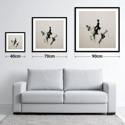 Ethereal Dressage Harmony - size guide showing 40cm, 70cm and 90cm art prints