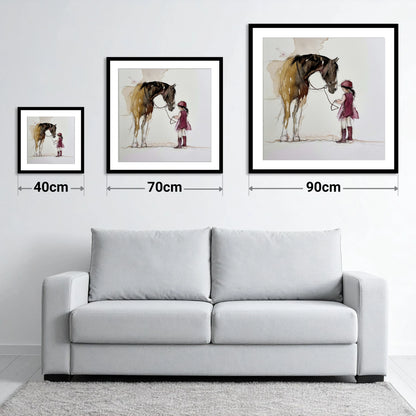A Gentle Bond - size guide showing 40cm, 70cm and 90cm art prints