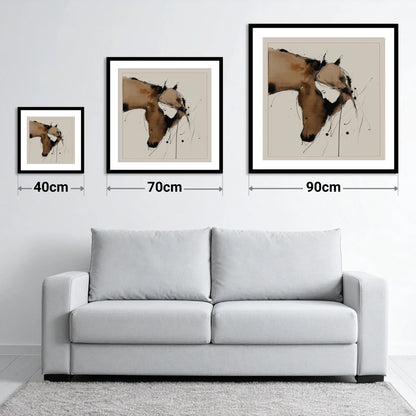 Unspoken Harmony - size guide showing 40cm, 70cm and 90cm art prints
