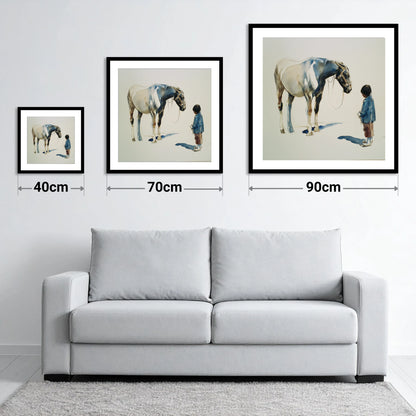 Silent Accord - size guide showing 40cm, 70cm and 90cm art prints