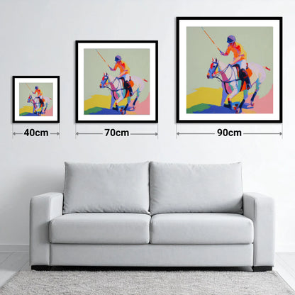 Vivid Midfield Strike - size guide showing 40cm, 70cm and 90cm art prints