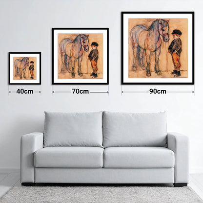 A Quiet Understanding - size guide showing 40cm, 70cm and 90cm art prints