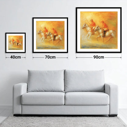 Golden Hour Polo - size guide showing 40cm, 70cm and 90cm art prints