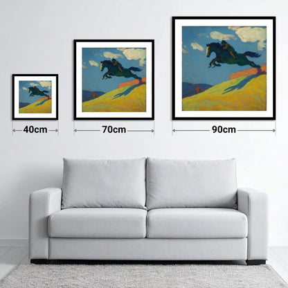 Airborne Splendour - size guide showing 40cm, 70cm and 90cm art prints
