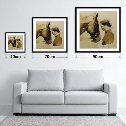 Unspoken Connection - size guide showing 40cm, 70cm and 90cm art prints
