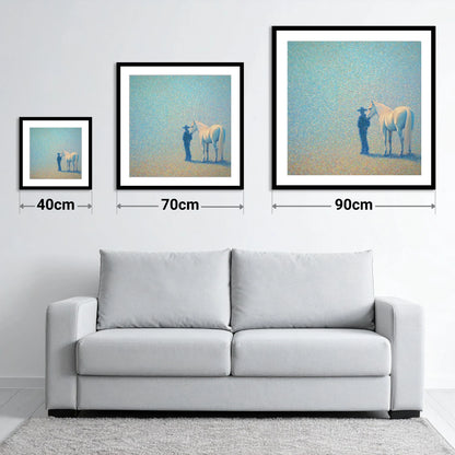 Echoes of the High Plains - size guide showing 40cm, 70cm and 90cm art prints