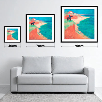 The Coastal Vantage - size guide showing 40cm, 70cm and 90cm art prints