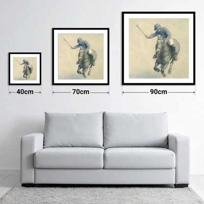 Precision in the Chukka - size guide showing 40cm, 70cm and 90cm art prints
