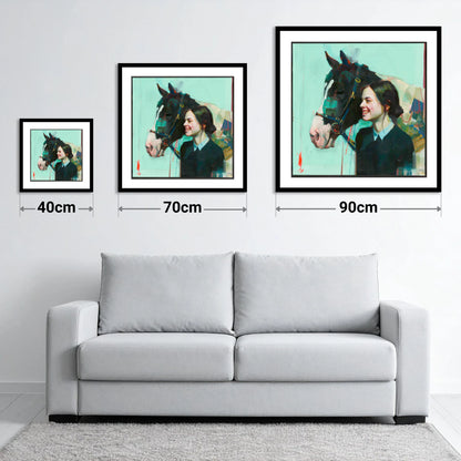 A Shared Understanding - size guide showing 40cm, 70cm and 90cm art prints