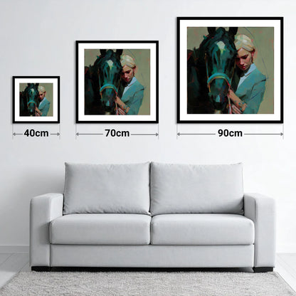 Silent Understanding - size guide showing 40cm, 70cm and 90cm art prints