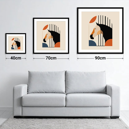 Geometric Stable Profile - size guide showing 40cm, 70cm and 90cm art prints