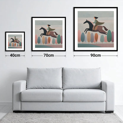 Above the Canopy - size guide showing 40cm, 70cm and 90cm art prints