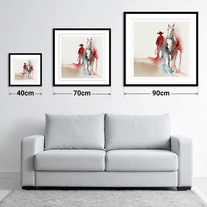 Crimson Trail Companion - size guide showing 40cm, 70cm and 90cm art prints