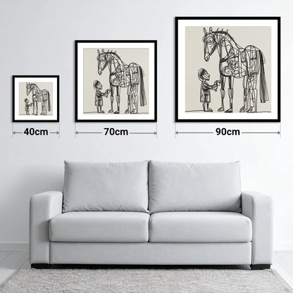 Linear Harmony - size guide showing 40cm, 70cm and 90cm art prints