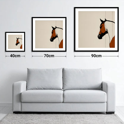 Minimalist Chestnut Silhouette - size guide showing 40cm, 70cm and 90cm art prints