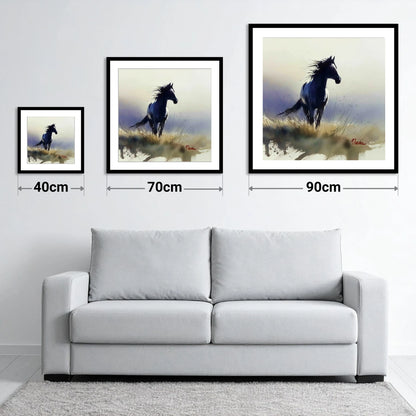Into the Wind - size guide showing 40cm, 70cm and 90cm art prints