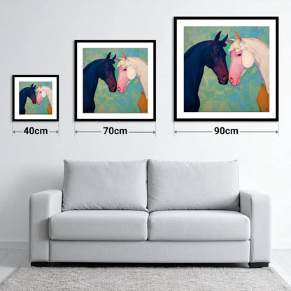 Sapphire and Rose - size guide showing 40cm, 70cm and 90cm art prints