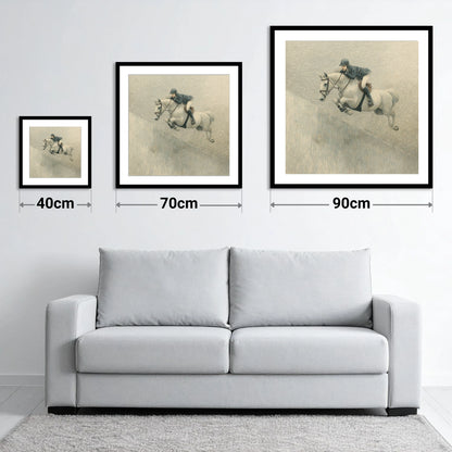 Suspended in Flight - size guide showing 40cm, 70cm and 90cm art prints