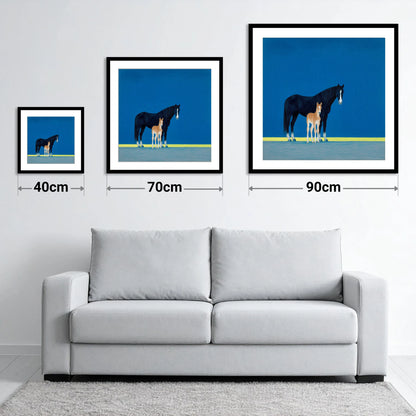 Azure Bond - size guide showing 40cm, 70cm and 90cm art prints
