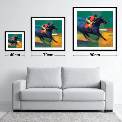 Thundering Colours - size guide showing 40cm, 70cm and 90cm art prints