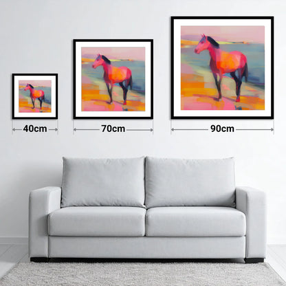 Vivid Shoreline Sentinel - size guide showing 40cm, 70cm and 90cm art prints