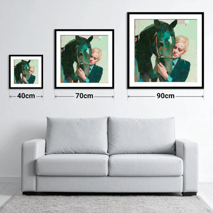 Quiet Connection - size guide showing 40cm, 70cm and 90cm art prints