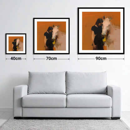 Unspoken Bond - size guide showing 40cm, 70cm and 90cm art prints