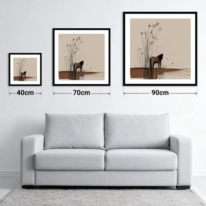 Whispers in the Reeds - size guide showing 40cm, 70cm and 90cm art prints