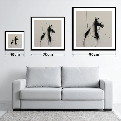 Inked Polo Silhouette - size guide showing 40cm, 70cm and 90cm art prints