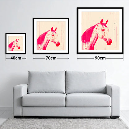 Bold Magenta Profile - size guide showing 40cm, 70cm and 90cm art prints