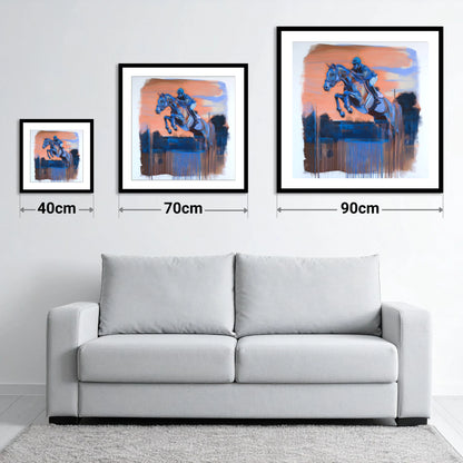 Cobalt Clearance - size guide showing 40cm, 70cm and 90cm art prints