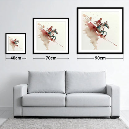 Suspended Momentum - size guide showing 40cm, 70cm and 90cm art prints