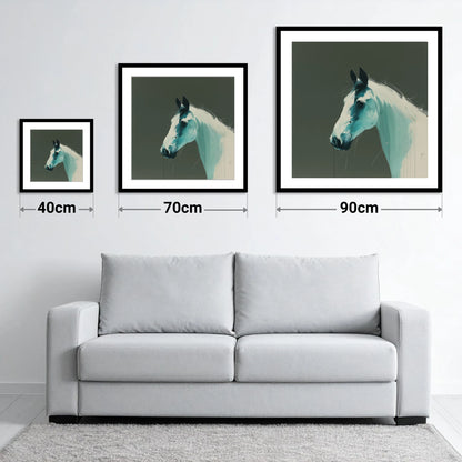 Contemporary Teal Profile - size guide showing 40cm, 70cm and 90cm art prints