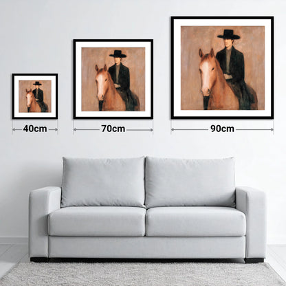 Serene Western Bond - size guide showing 40cm, 70cm and 90cm art prints