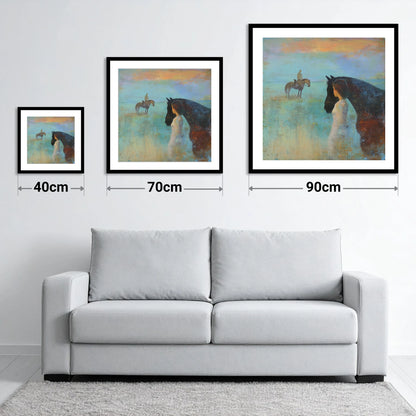 Distant Echoes - size guide showing 40cm, 70cm and 90cm art prints