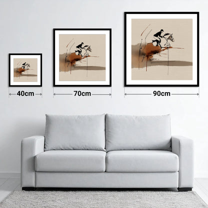 Dynamic Suspension - size guide showing 40cm, 70cm and 90cm art prints