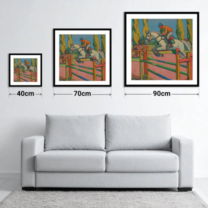 Vibrant Ascent - size guide showing 40cm, 70cm and 90cm art prints