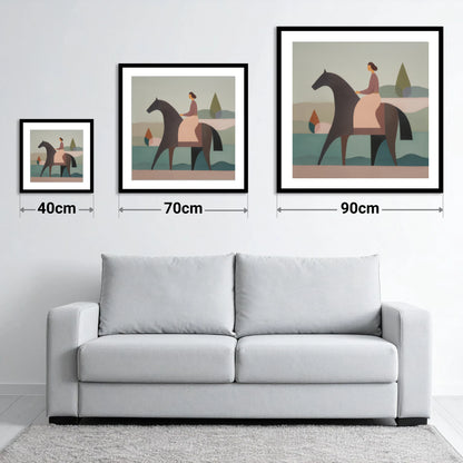 Quiet Harmony - size guide showing 40cm, 70cm and 90cm art prints