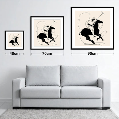 Fluid Polo Strike - size guide showing 40cm, 70cm and 90cm art prints