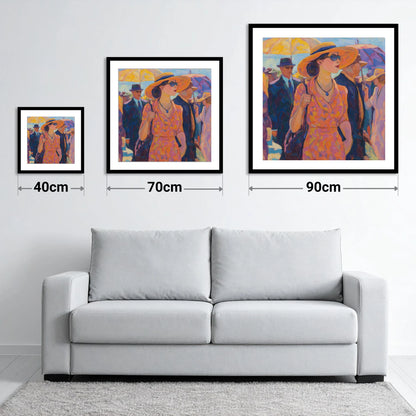 Race Day Glamour - size guide showing 40cm, 70cm and 90cm art prints