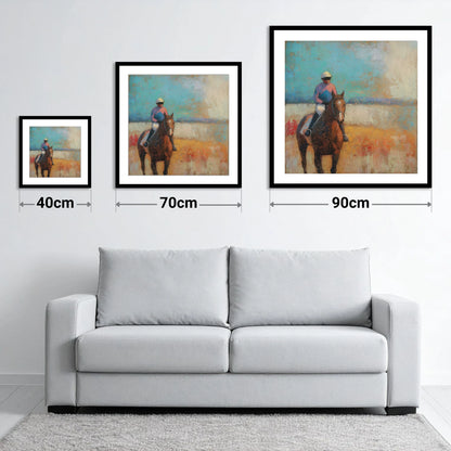 To the Start - size guide showing 40cm, 70cm and 90cm art prints